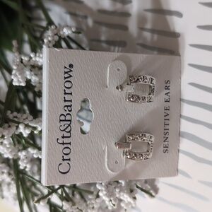 NEW! Croft & Barrow Silver Textured Square Pierced Earrings